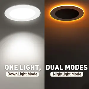 1 Pack 4/6 Zoll ultradünne LED-Deckenlampen mit Nachtlicht 5CCT dimmbar Canless mit Knotenbox