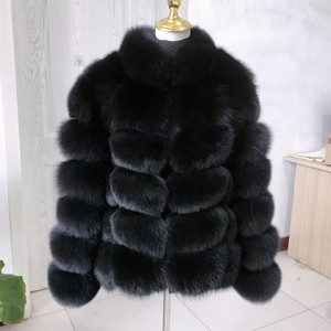 HUA QIU MEI SI <span class=keywords><strong>Cappotto</strong></span> in Vera <span class=keywords><strong>Pelliccia</strong></span> di Volpe Naturale da <span class=keywords><strong>Donna</strong></span>, Stile Quadrato <span class=keywords><strong>Nero</strong></span>, Personalizzabile in Vari Colori - Product Image 1