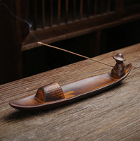 Vente chaude en gros bateau en céramique artisanat porte-encens pour bâtons brûleur de plateau d'encens bâton de plateau de attrape-cendres
