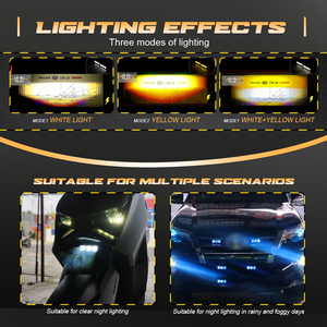 Feux antibrouillard LED supplémentaires pour <span class=keywords><strong>moto</strong></span>, <span class=keywords><strong>phare</strong></span> double couleur, projecteurs de conduite, <span class=keywords><strong>phare</strong></span> 12V pour R1200GS ATV SUV 140000LM - Product Image 2