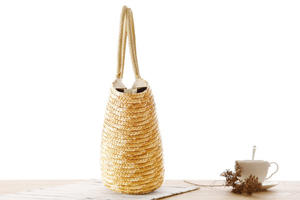 Borsa Tote donna moda <span class=keywords><strong>estiva</strong></span> floreale e paglia di alghe per spiaggia <span class=keywords><strong>o</strong></span> ufficio borsa in Rattan - Product Image 5