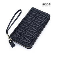 Portefeuilles en cuir personnalisés avec logo pour femmes, portefeuilles longs avec chaîne, portefeuilles à fermeture éclair pour femmes, étui pour téléphone, sac à main