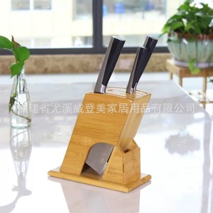Porte-couteaux en bambou personnalisé, support à couteaux de cuisine, bloc à couteaux, support pour couteaux et ciseaux, étagère de rangement multifonctionnelle - Product Image 4