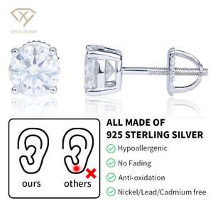4mm 5mm 6.5mm Classic D Mossanite Screw <b>Earrings</b> Fine Jewelry 925 Sterling Silver Vvs Moissanite Diamond - Product Image 4