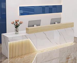 Hiện đại ý trắng đá cẩm thạch rãnh đá khách sạn Beauty Salon sảnh Counter Bàn đồ nội thất văn phòng với Front độc đáo tiếp tân bàn - Product Image 3