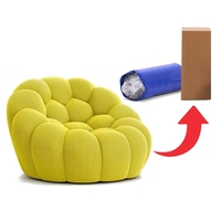 Fauteuil Canapé Bulle Rembourré Compressé, Fauteuil Courbé Capitonnée pour Salon, Canapé Convertible Sans Assemblage