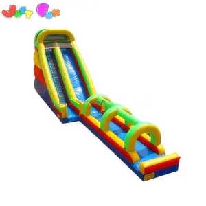 Double lane inflatable water slide for commercial used with long wet pool slide