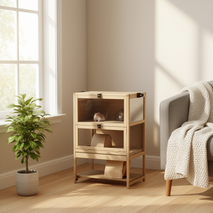 Jaula de madera para hámster, con cerradura, para envío, hábitat rectangular para mascotas pequeñas, con cierre de botón a presión - Product Image 2