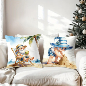 Gnomes mignons profondément décontractés en vacances à la plage, avec des châteaux <span class=keywords><strong>de</strong></span> <span class=keywords><strong>sable</strong></span>, <span class=keywords><strong>de</strong></span> la musique et des boissons aux noix <span class=keywords><strong>de</strong></span> coco sur un canapé confortable. - Product Image 3