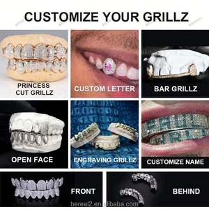 Estilo Hip Hop chapado en oro Moissanite Grillz Custom Round Brilliant Cut Vvs Diamond 925 Silver Grilliz para dientes - Product Image 6