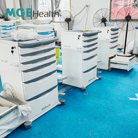 Chariot médical moderne en fer à 4 tiroirs, support de moniteur, plateau pour clavier, chariot informatique, support de moniteur 22 pouces, silencieux, pour hôpital