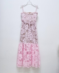 Vestido <span class=keywords><strong>de</strong></span> tirantes ajustado <span class=keywords><strong>de</strong></span> encaje soluble en agua color <span class=keywords><strong>rosa</strong></span> flor <span class=keywords><strong>de</strong></span> cerezo, siete colores, Ramadán 2026 - Product Image 6