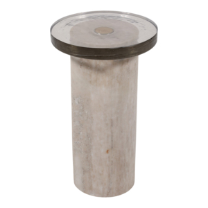 Tavolino Cilindrico in Marmo con Piano in Vetro Rotondo, Arredamento Moderno per la Casa, Tavolino Laterale, Comodino Piccolo - Product Image 2
