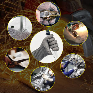 Guantes Qinfan de alambre de acero resistentes a cortes, nivel A9, antiarañazos, para matanza de animales y pescado - Product Image 1