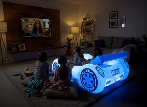 Light Up Blue Race Car Kids <b>Inflatable</b> Travel Bed for Toddlers Camping Home Hotel - Product Image 3