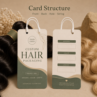 Étiquettes personnalisées imprimées pour perruques, étiquettes suspendues en papier épais à marque privée avec motif feuille pour l'emballage de lots d'extensions de cheveux naturels
