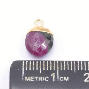 Piedra de Rubí Zoisita de 12 a 14 mm con Base Ovalada Chapada en Oro para la Elaboración de Joyas - Product Image 3