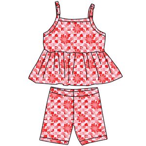 Falda con volantes y pantalones cortos ajustados para bebé niña, con estampado personalizado, de bambú/algodón orgánico, con tirantes ajustables, modelo Bb-4 OEM/ODM de FANCY MONKEY - Product Image 2