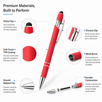 Stylo bille 2-en-1 en métal avec stylet, finition caoutchoutée douce au toucher, logo personnalisé, cadeau promotionnel OEM
