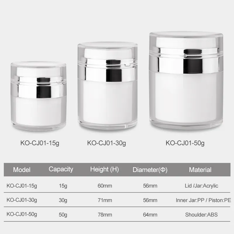 15g 30 ml 50g 15ml 에어리스 진공 펌프 용기 빈 화장품 플라스틱 에어리스 펌프 병 로션 크림 항아리 럭셔리