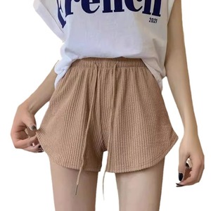 Shorts pour femmes en spandex à tissage gaufré taille haute grande taille, nouveau style d'été, pantalon de sport minimaliste décontracté et ample - Product Image 3