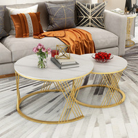 Meubles de salon ronds nordiques BLANC Ensemble de tables basses Muebles De Sala Mdf