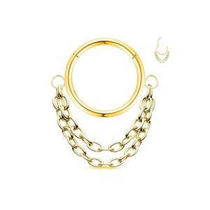 Anneau de nez en acier inoxydable 316L à double maillon de style géométrique pour bijoux de piercing tendance pour les fêtes - Product Image 3