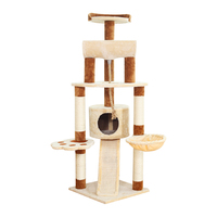 Arbre à chat multi-niveaux gris clair de 54 pouces, écologique, pour intérieur, avec 2 niches, centre d'activités en carton, griffoir