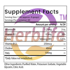 Spray Líquido de Metilfolato y B12, Gotas de Folato Metilado para Niños y Adultos, con Colina, TMG y Vitaminas, Salud Cerebral, Inmunidad - Product Image 2