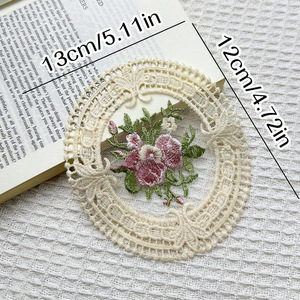 Sous-verre en polyester brodé de dentelle vintage, style européen, diamètre 12 cm, écologique, accessoire photo Instagram, pour tasse de bureau - Product Image 5