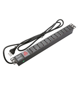PDU Italiano de 19 Pulgadas 1U con Interruptor, Certificado CE ROHS, Protección Contra Sobretensiones de 6-12 Vías, Distribución de Energía 250VAC 50/60HZ, Aleación de Aluminio - Product Image 1