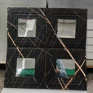 ZJ Modern duvar ve tavan dekoratif dekor 50cm ahşap renk 3d Pvc paneller altın ayna ile - Product Image 5
