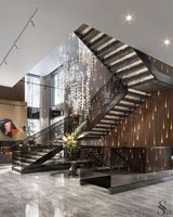 Escalier intérieur de villa, escalier en acier pour l'intérieur