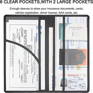 Porte-documents de voiture en cuir PU avec logo personnalisé, étanche, organiseur de documents de véhicule, portefeuille élégant - Product Image 6