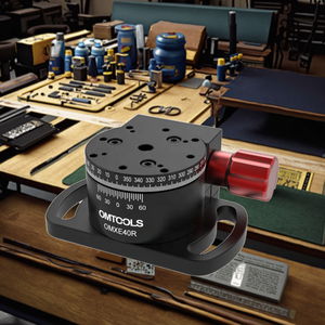 שלבי סיבוב ידניים מדויקים של OMTOLS, תנועה של 360 מעלות, הנעה באמצעות תמסורת תולעת עם מסבי כדור, סגסוגת אלומיניום, יחס העברה 1:62, אחריות לשנה - Product Image 3