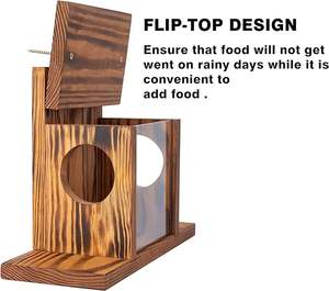 Durable Bamboo Wood Pet Feeder Fácil instalação automática esquilo alimentador para pequenos animais gatos forma retangular para alimentos água - Product Image 4