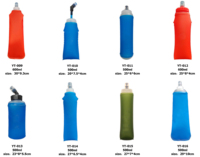 Bouteille d'eau pliable ultralégère en TPU avec logo personnalisé, 150 ml, 250 ml, 300 ml, 450 ml, 500 ml/16 oz, pour les courses et la course à pied en trail