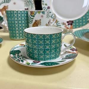 <span class=keywords><strong>Taza</strong></span> de café con leche de 380Ml de cerámica a juego de color verde de la serie del tigre de estilo sudamericano - Product Image 5