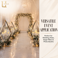 Candélabre suspendu en acrylique et cristal avec cadre géométrique doré Uvenue, porte-bougie pour centre de table de mariage, événement ou banquet