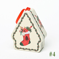 Boîte en fer blanc en forme de maison de Noël, récipient de forme spéciale pour chocolats et confiseries, emballage métallique pour cadeaux de fêtes