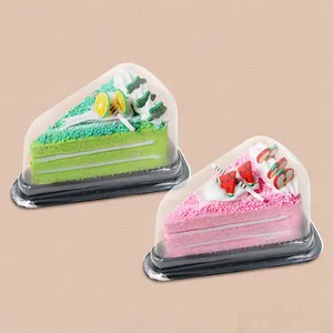 RZ Wholesale best price pet triangle black Pink cupcake cases transparent cup bakery cake box tiramisu cake slice containers