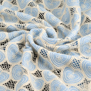 Tissu en dentelle jacquard en maille <span class=keywords><strong>crochet</strong></span>ée soluble dans l'eau en coton/polyester pour robes de plage et élégantes pour filles - Product Image 4