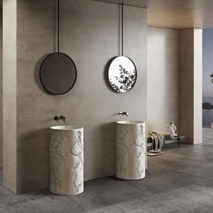 Lavabo independiente de diseño italiano favorito de los diseñadores, con <span class=keywords><strong>base</strong></span> de piedra artificial <span class=keywords><strong>para</strong></span> lavabo de baño de hotel. - Product Image 4