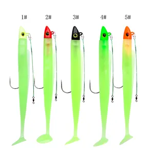 Zwart Minnow Zacht Plastic Vissen Lokken 14G/120Mm Lood Hoofd T Staart Zachte Shad