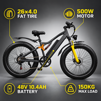 Yetişkinler için 500W Elektrikli Bisiklet 48V 10400mAh Pil 26 İnç Şişman Lastik Tam Süspansiyonlu 7 Vitesli Dağ Bisikleti Tedarikçisi