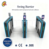AI Face Recognition Speed Gate 304 Stainless Steel Swing Turnstile Waterproof Access Control Security Lane