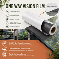 Film adhésif amovible écologique brillant anti-UV transparent perforé pour vitres de bus et de bâtiments