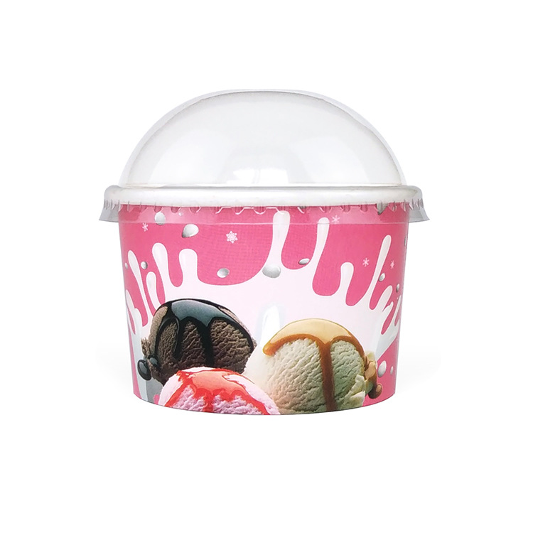 Disposable Ice Cream Paper Cups with Lids Thickened Ice Cream Packaging Boxes