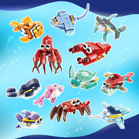 XINGLE Nouveau Kit de Construction Éducatif STEAM de Haute Qualité, Modèle DIY de Petits Animaux Marins Sous-Marins, 12 Pièces, Échelle 1:1