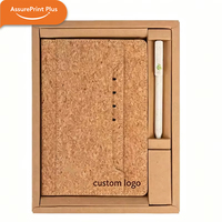Carnet de notes personnalisé en liège écologique avec fente pour cartes, papeterie durable, stylo et coffret cadeau pour promotion d'entreprise
